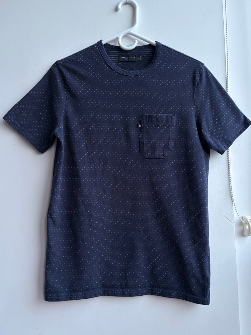 Junk Food Clothing Men's Navy Microdot Pocket Crew Neck T-Shirt S